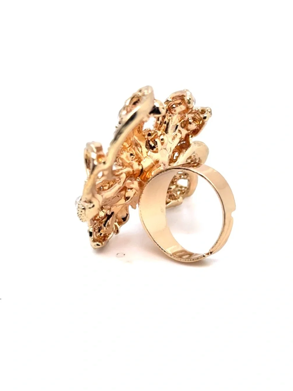 Gold-Tone Pearl‎ & Crystal Floral Ring